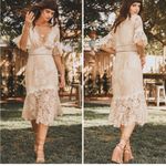 Saylor Maggy Lace Midi Dress Nude Photo 2