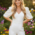 Lilly Pulitzer NWT White Jacquard Kirrabelle Short Sleeve Jumpsuit Size 00 Photo 0