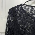 Rachel Rachel Roy Black Leaf Printed Sheer Mesh Lace Long Sleeve Blouse Photo 10