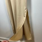 fab'rik  Two-Tone Satin Midi Dress Black Champagne Colorblock Sz XS Formal Wedding Photo 11