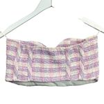 ZARA Tweed Bustier Tube Top Pink Purple Size S Cropped Sweetheart Neckline Photo 5