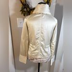 Theory  Pearlized Gold Cinch-Waist Zip Cropped Jacket Hidden Hood Sz S🧡 Photo 6