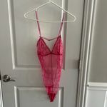 SKIMS  Pink Embroidered Heart Tulle String Body Teddy Lingerie Photo 2