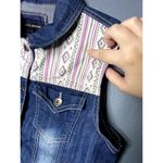 Traffic Jeans Wear Jean Denim Vest with Geometric Print Cowgirl Festival Wear Blue Size L Photo 3