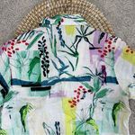 Sigrid Olsen  100% Linen Button Down Shirt Top Tropical Print Multicolor Size S Photo 4