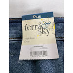 Terra & Sky Womans New  Cropped Blue Jeans 22 W Distressed Tummy Panel Photo 4