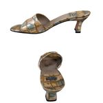 Stuart Weitzman Metallic Croc Tortoise Leather Shoe Sandal 7.5 Gold Yellow Green Photo 3