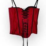 VTG Red and Black Beaded Corset Boustier Lingerie Sexy Christmas Size Small Photo 5