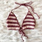 Princess Polly Somedays Lovin Red Pink Striped Crochet Bikini Top Sz L Photo 0