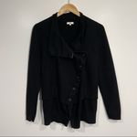 SOH Black Moto Cashmere/Cotton Blend Jacket/Cardigan With Leather Elbow Patch M Black Size M Photo 1