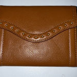 Michael Kors  Astor Tan Leather Studded Wallet Button Snap Envelope T Photo 0