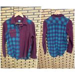 KAVU  Burgundy And Blue Plaid Button Down Shirt Size Small Photo 1