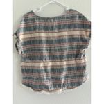 Bob Timberlake Top Women Medium Cotton Linen Stripe Fringe Southwestern Festival Blue Photo 1