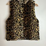 Cejon ladies leopard print faux fur zip up vest size medium Photo 2