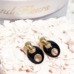 Givenchy Authentic Rare Vintage Black & Gold Enamel / Metal Abstract Earrings Photo 4