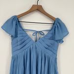 Lulus Amalfi Coast Light Blue Pleated Flutter Sleeve Mini Dress Size XS Photo 4
