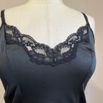 Hanes VTG 1980s Black Lace Camisole Whimsigoth Satin Slip Tank Size M Retro Y2K Goth Photo 6