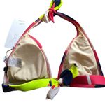 Tibi pink lime green white bikini top small NWT Photo 4