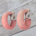 Vintage Clip On Earrings Retro Hoops Peach Like Tone Photo 0