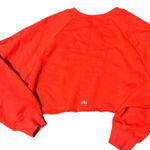Alo Yoga Red Crop Sweatshirt size M raw edge EUC Run Gym French Terry Photo 0