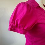 F.A.N.G Hot Pink Ruffle Puff Sleeve Button Down Blouse Top Women’s Small Photo 4