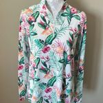 Ibkul Womens Long Sleeve Golf Top Shirt Tennis Flamingo Print UPF 50+ Large White Photo 2