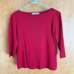Gianni Bini Gianni Silk Knit Top Red 3/4 Sleeve Boat Neck Classic‎ Timeless Pullover Photo 0