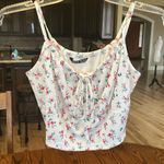 SheIn White Floral Flirty Crop Top Spaghetti Strap Photo 3