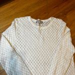 Loft Cream Diamond Knit Crew Neck Long Sleeve Sweater Women's Medium Cotton Wool Photo 2
