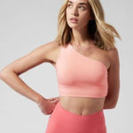 Athleta  Athena Longline Sports Bra Medium Low
Impact Peach Pink One Shoulder Photo 0