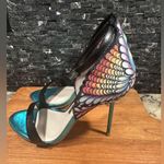Sophia Webster Flutura Feather Peacock Metallic Stilettos Size 7 Heels Sz 37.5 Black Photo 3
