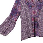 Notations Womens Babydoll Top S Purple Pink Boho Festival Retro Print Peasant Photo 2