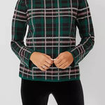 Ann Taylor  Green Plaid Long Sleeve Turtleneck Womens Sweater XSP‎ Photo 0