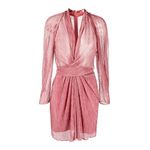 IRO  Canian Dress in Light Pink 40 New Womens Metallic Shirt Faux Wrap Mini Photo 9