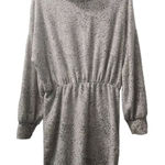 Gilli Mini Dress Leopard Print Long‎ Sleeve Mock Neck Casual Dress Tan Size L Photo 0