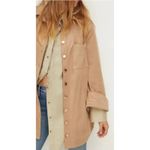 Free People  Ari Faux Suede Long Shirt Dress Gold Button Front Flare Sleeve Sz XS Photo 4
