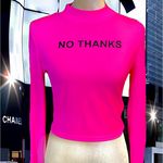 Nwt, Lavishly Paris Women’s Hot Pink “No Thanks” Shirt Size M Photo 2