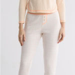 Free People  Chill Evening Knit Pajama Set in Ivory combo Size Medium NWT Photo 0