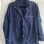 J‎ Crew Women's Medum Navy Pajama Top Collared Classic Preppy Blue Size M Photo 0