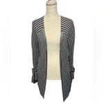 Nic+Zoe  Striped Cardigan Medium EUC Navy White Open Front Coastal Preppy Photo 2
