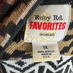 Ruby Rd  Favorites black tan southwestern aztec print cardigan sweater size 1X Photo 4