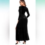 Babalet Velvet‎ Dress Long Sleeve V Neck Ruched Bodycon Wrap Evening Dress M Black Size M Photo 3