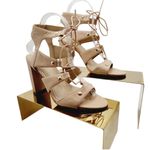 Vince Camuto Women's Meadow Lace Up Sandal Block Heel Studded Beige Photo 1