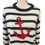 Brave Soul Women's Beige Navy Stripe Anchor Pirate Soft Crewneck Sweater Sz 16 Photo 1
