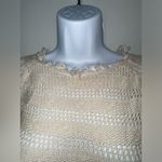 InHabit COTTON FRINGE CREW Off White Natural Open Knit‎ 100% Cotton EUC Size S Photo 5