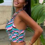 ZARA Satin Stripe Effect Cropped Halter Top Photo 1