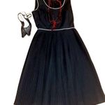 Vintage 60s Style David Barr Black and White Pleated Skirt Sleeveless Dress Photo 15