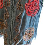 Bobbie Brooks Vest Top SZ LG Sleeveless Zip Denim Embroidered Artsy Casual Boho Blue Photo 3