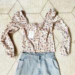 WAYF NWT  x Influencers Pink Daisy Floral Corset Smocked Top Sz Medium Photo 4