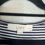 Loft Petite Ribbed Short Sleeve Top Size SP Black White Stripe Scoop Neck Fitted Photo 1
